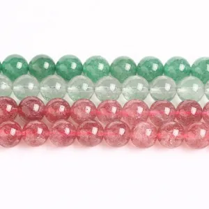 Cuentas redondas naturales de cuarzo fresa y aventurina de 6 mm para la creación de joyas