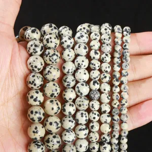 Cuentas redondas de jaspe dálmata natural para hacer joyas DIY en varios tamaños
