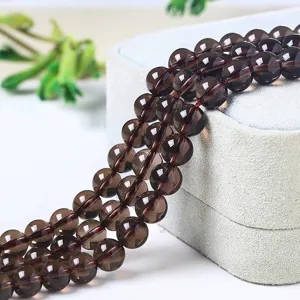 Cuentas Sueltas de Cuarzo Ahumado Natural Facetadas Esmeriladas Redondas de Cristal de Té para Hacer Joyas DIY Pulsera Collar