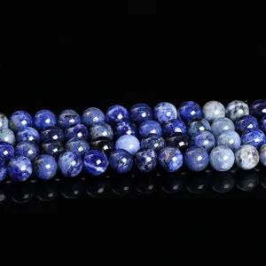 Natural Blue Sodalite Round Loose Beads For DIY Jewelry Making Matte Faceted Polished Gemstone Beads For Necklace Bracelet Crafting
