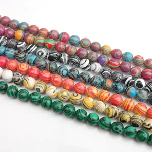 Vibrant colorful synthetic malachite round beads for DIY jewelry making accessories