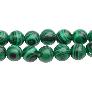 Synthetic malachite loose beads with green and black swirl patterns for DIY jewelry making