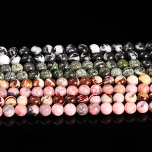 Natural zebra and mixed stone round loose beads for DIY jewelry accessories and crafts