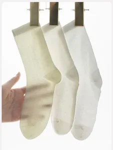 Sheer silk women's mid-tube socks, lightweight summer breathable thin socks for daily wear.