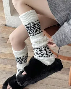Accoglienti scaldamuscoli in maglia Fair Isle da donna invernali stile Y2K calzini