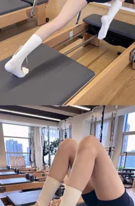 Women ballet pilates non-slip yoga socks cotton slouch breathable athletic fitness socks white