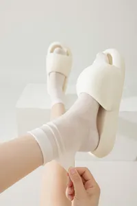 Breathable thin silk mid-calf socks for women, summer comfortable daily wear close-up detail view