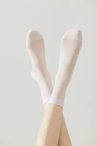Women summer sheer mid tube socks lightweight breathable thin silk crew socks elegant pink casual wear