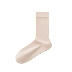Women Mulberry Silk Mid Tube Socks Summer Thin Breathable Solid Color Casual Soft Comfortable Sweat Absorbing Socks
