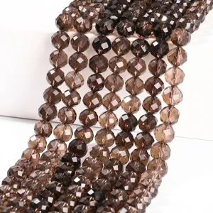 7A Natural 96-Facet Smoky Quartz Round Beads For DIY Jewelry Making Bracelet Necklace Accessories Strand 6mm 8mm 10mm