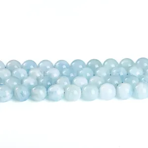 Perline Sciolte in Acquamarina Naturale 7A Perline in Filo di Pietre Preziose Tonde Azzurre di Alta Qualità Per la Creazione di Gioielli Fai-da-te Braccialetto Collana