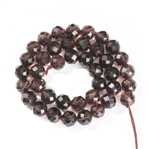 High-quality natural 96-faceted smoky quartz round beads for DIY jewelry making accessories