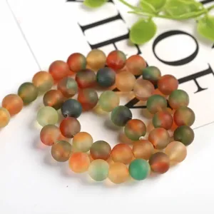 Cuentas redondas de ágata pavo real mate de 8 mm para hacer joyas y pulseras de bricolaje