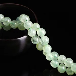 Natural translucent green prehnite round loose beads for DIY jewelry bracelet making