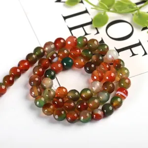 Cuentas redondas de ágata pavo real natural de 8mm para la creación de joyas DIY