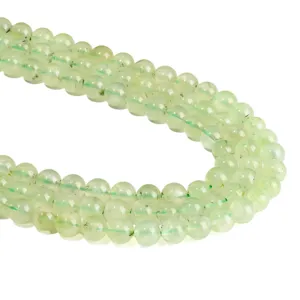 Strands of natural pale green prehnite round loose beads for DIY jewelry making accessories