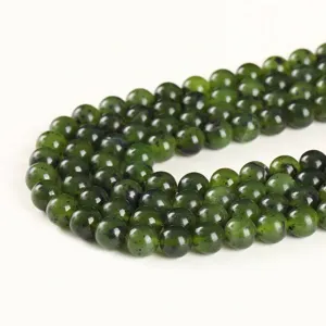 Natural Canadian Nephrite Jade Round Beads For Jewelry Making DIY Green Gemstone Smooth Loose Beads Strand Necklace Bracelet Accessories
