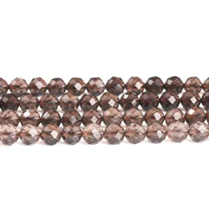 Faceted natural 7A smoky quartz round beads for premium DIY jewelry making accessories