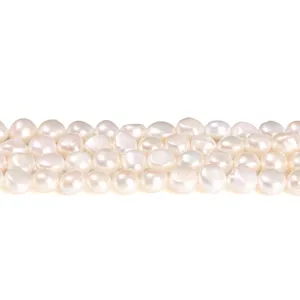 Natural white freshwater baroque pearl loose beads with horizontal holes for jewelry