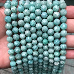 Hochwertige facettierte natürliche blaue Amazonit-Edelsteinperlen für DIY-Schmuck