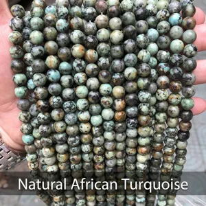 Close-up of natural African Turquoise round beads for unique handmade jewelry designs