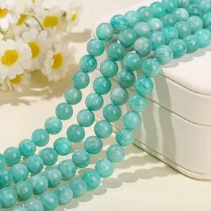 Hochwertige natürliche runde Amazonit lose Edelsteinperlen für DIY Armband Schmuckherstellung