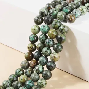 Natural African Turquoise White Turquoise Loose Beads Round Faceted Matte Stone Beads For DIY Jewelry Making Accessories