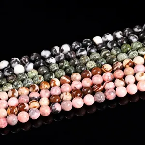 Assorted natural zebra stone and mixed gemstone round loose beads for DIY jewelry