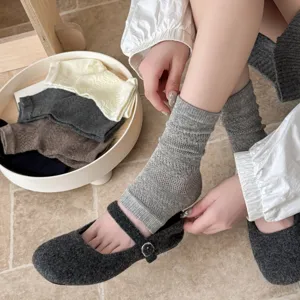 Damen Retro Slouch Legwarmers Gestrickt Einfarbig Atmungsaktiv Steigbügelsocken Lässige Herbst Frühling Mode Accessoires