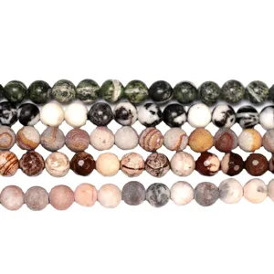 Natural assorted zebra stone round beads for DIY jewelry making in various patterns