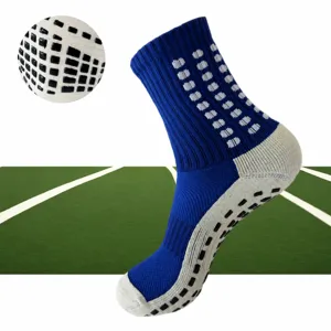 Professional soccer grip socks with anti-slip rubber soles and thick cushioned footbeds.