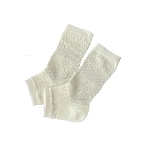 Damen Strick Beinwärmer Wollweiß Lochmuster Frühling Herbst Retro Stulpen Socken