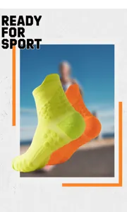 Detailed view of professional anti-slip running socks with breathable mesh and grip design.