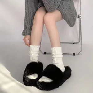 Donne calzini slouch bianchi alla moda casual a tubo medio cotone primavera autunno dettaglio