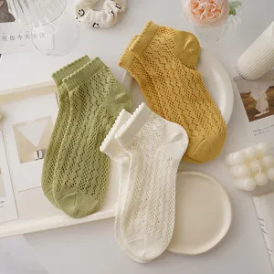 Japanese hollow mesh women lace short socks cute cotton lolita low waist summer thin socks