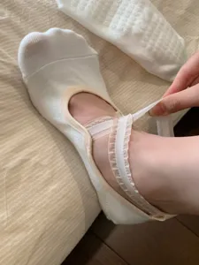 Women yoga socks non slip pilates athletic socks with crossover ribbon strap dance footwear