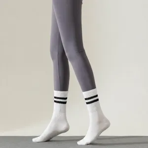 Mid-calf sports yoga socks, breathable non-slip fitness pilates socks for women daily workout.