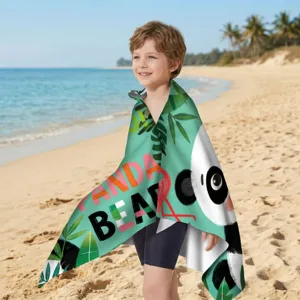 Schnelltrocknendes Mikrofaser-Strandtuch für Kinder mit Panda- und Flamingo-Design