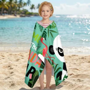 Mikrofaser-Strandtuch für Kinder mit Panda- und Flamingo-Print, schnelltrocknend am Strand