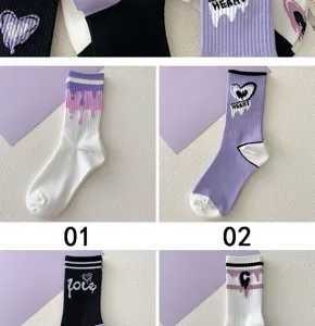 Damen Baumwolle Mittelsocken Herbst Winter lang Freizeit niedlich Tropfenherz Muster thermische Socken