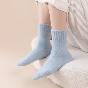 Kids fuzzy warm winter socks soft coral fleece mid-calf cozy sleep socks for little girls
