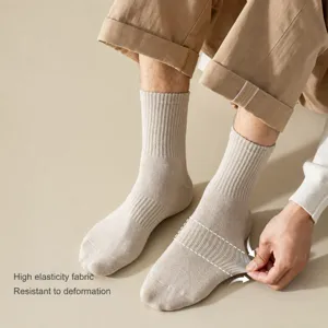 Men's pure cotton mid-tube socks autumn winter breathable solid color comfortable business socks