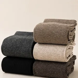 Cozy winter cotton over-the-knee long socks for women, thick warm thigh high socks.