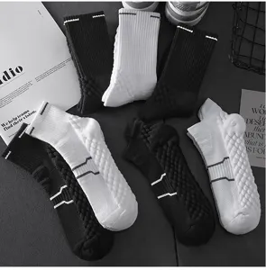 Herren sport frottee sohle socken schwarz weiss mittelhoch laufsocken sport