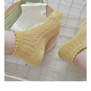 Japanese style hollow mesh lace short socks detail, breathable cotton summer socks.