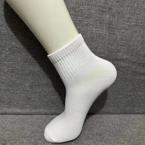Men's pure cotton crew socks breathable summer athletic short socks white ankle socks