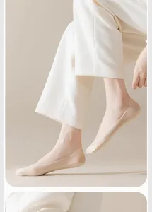 Close-up detail of women's breathable invisible boat socks, soft shallow-cut design for summer.