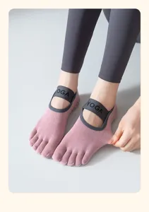 Chaussettes de yoga antidérapantes à cinq orteils pour femmes, respirantes pour le Pilates.