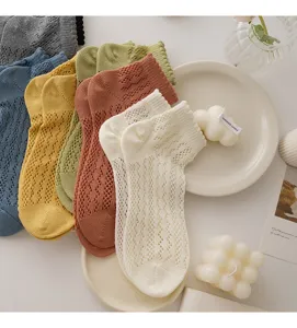 Japanese hollow mesh lace women short socks summer cute cotton lolita breathable ankle socks