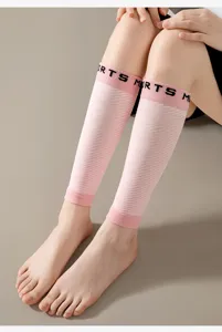 Women compression calf sleeves striped sports running fitness long leg guards socks